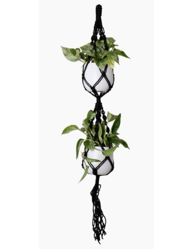 Macramé 2 macetas negro (para maceta 13 cm Ø)