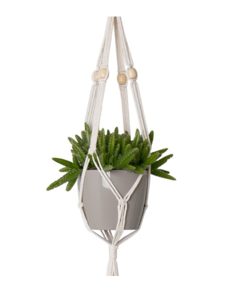 Macramé 3 vaso branco (para vaso 10 cm Ø)