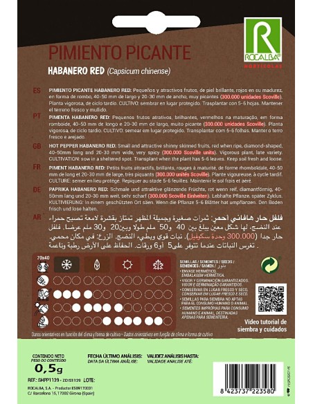 Semilla Pimiento Habanero Red (300.000 scoville)