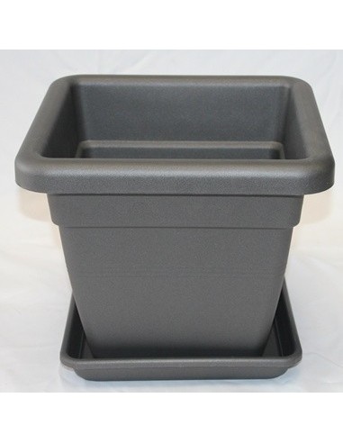 Pot plastique carré anthracite